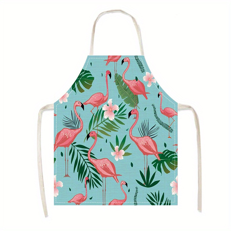 

1pc Flamingo Print Apron, Fashionable Home Workwear, Cooking Kitchen Linen Apron, Comfortable Cleaning Apron For Home, Kitchen & Restaurant Supplies