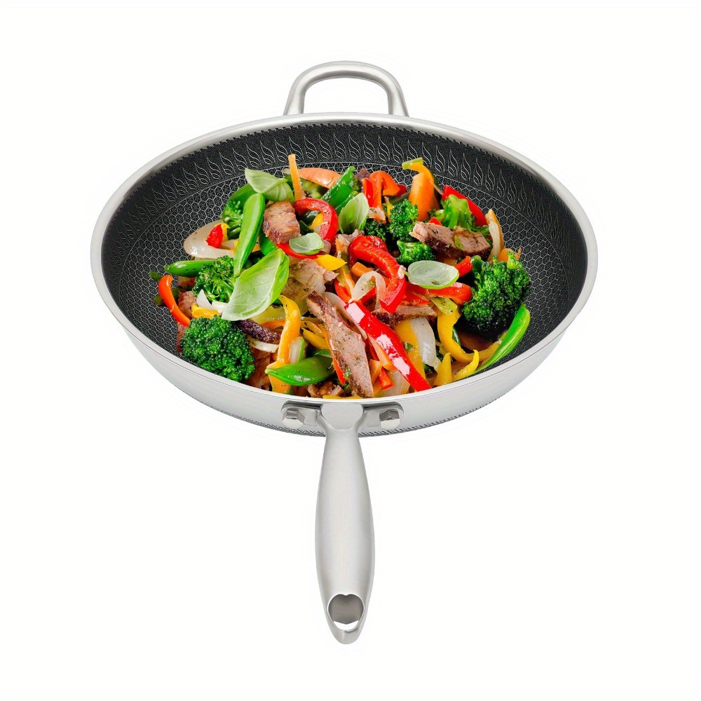 portable stainless steel wok 13 4inch with lid induction compatible ceramic halogen stove friendly ideal for   restaurant outdoor cooking details 8