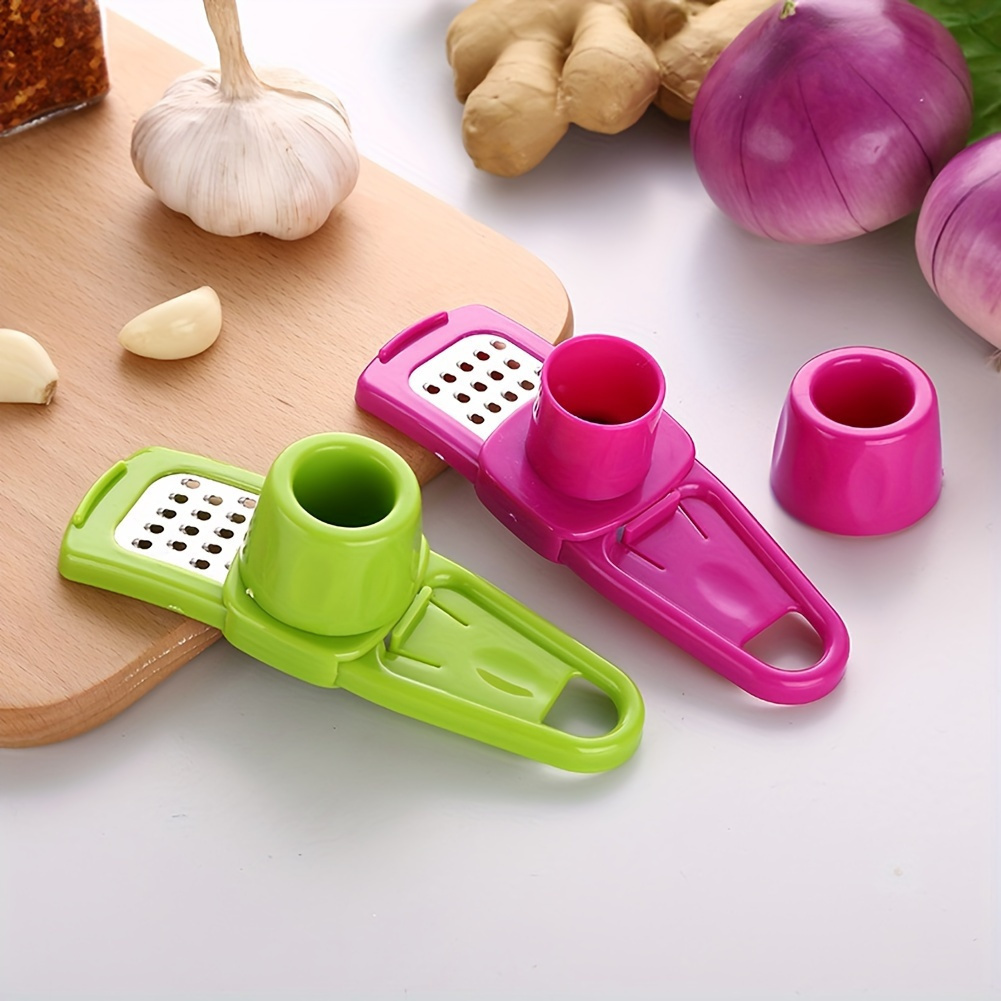 1pc   3 in 1 multifunctional garlic press abs plastic garlic mincer grinder and ginger masher   and clean kitchen gadget tool details 0