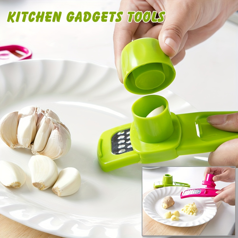 1pc   3 in 1 multifunctional garlic press abs plastic garlic mincer grinder and ginger masher   and clean kitchen gadget tool details 4
