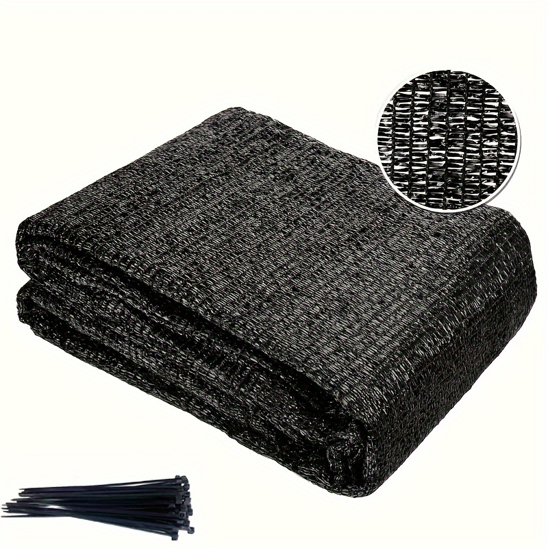 Image of 40% Fabric Shade Net - Black Garden Sunscreen With 20 Tie Strips, Heat Reduction Mesh For Plant Protection, Greenhouse Cover - 1pc
