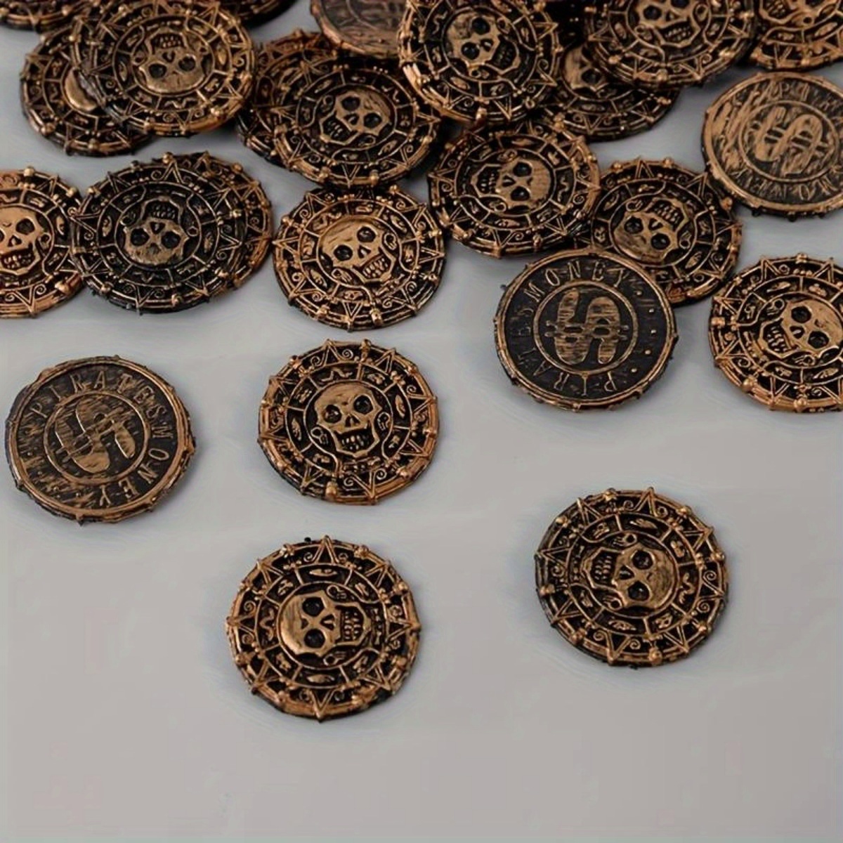 

100pcs Pirate Treasure Coins Set - Authentic Plastic Golden Fake Coins For Party Decorations, , Birthday, No Electricity Needed