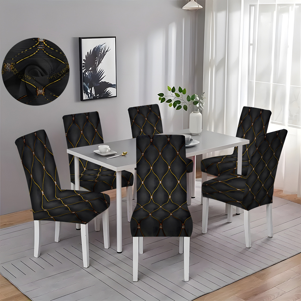 

/ 2/4/6pcs Printed Dining Chair Covers, Non-slip Stylish Chair Covers, Simple Geometric Printed Chair Protectors Suitable For Home Decor, Hotels, Restaurants, And Banquet Hall Decoration.