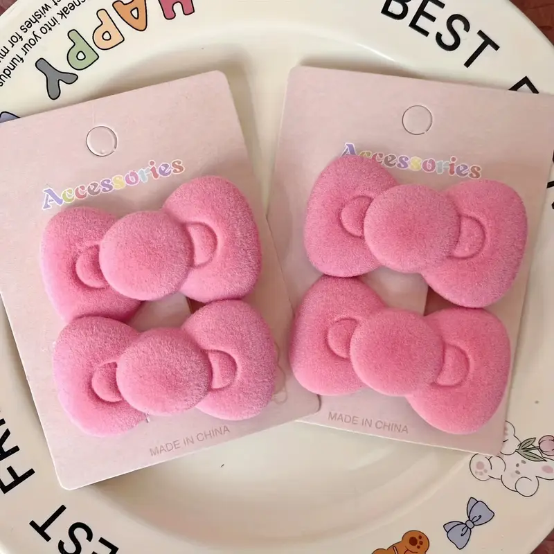 2 4 6pcs elegant pink bow hairpin cute sweet bow shaped hairpin womens daily accessories Product details 1