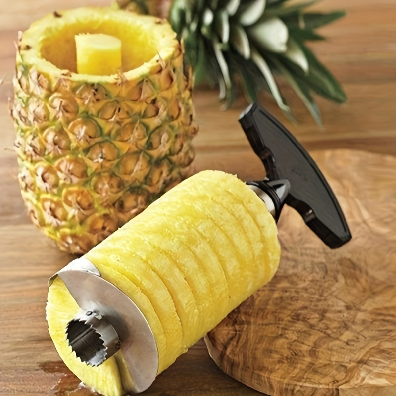 1pc Descorazonador y Cortador de Piña de Acero Inoxidable - Corte, Pelado y Extracción del Núcleo sin Esfuerzo con Cuchillas Afiladas, Mango Ergonómico - Herramienta de Cocina Segura para Frutas Frescas, Ensaladas, Batidos, Ingrediente de Batido | Descorazonador Eficiente | Material Seguro para Alimentos, Removedor de Núcleos de Piña