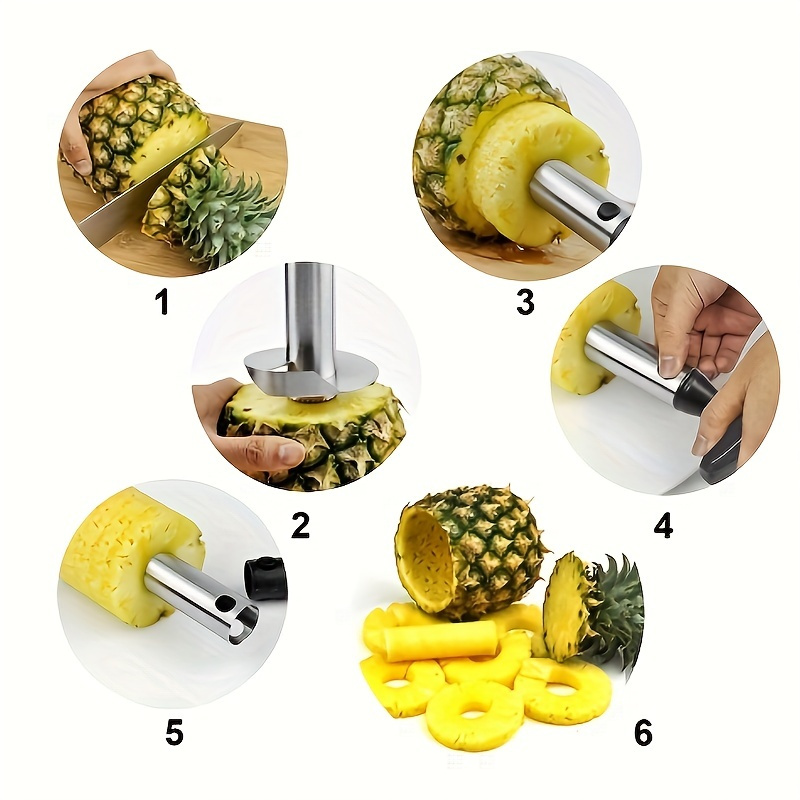 1pc Descorazonador y Cortador de Piña de Acero Inoxidable - Corte, Pelado y Extracción del Núcleo sin Esfuerzo con Cuchillas Afiladas, Mango Ergonómico - Herramienta de Cocina Segura para Frutas Frescas, Ensaladas, Batidos, Ingrediente de Batido | Descorazonador Eficiente | Material Seguro para Alimentos, Removedor de Núcleos de Piña