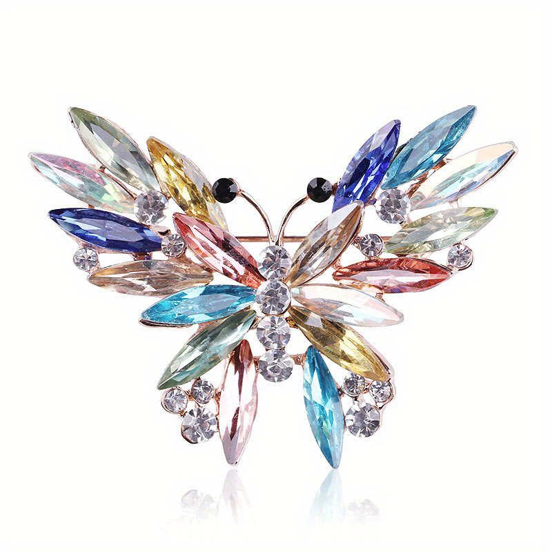 

Antique Butterfly Shaped Brooch With Sparkling Crystals For Women's Clothing Jacket Sweater Corsage Accessory