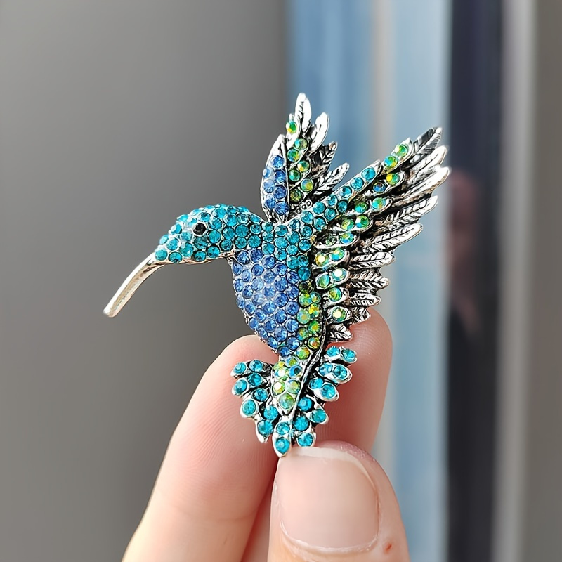 

Cute Hummingbird Brooch, Sparkling Rhinestone Enamel Animal Bird Lapel Pin For Accessory Decoration