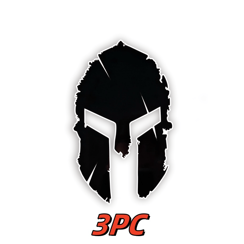 

3pc Spartan Helmet Vinyl Decal Sticker, Irregular Shape, Self-adhesive For Glass & Metal, Single Use - Surface Finishing Vinyl Stickers