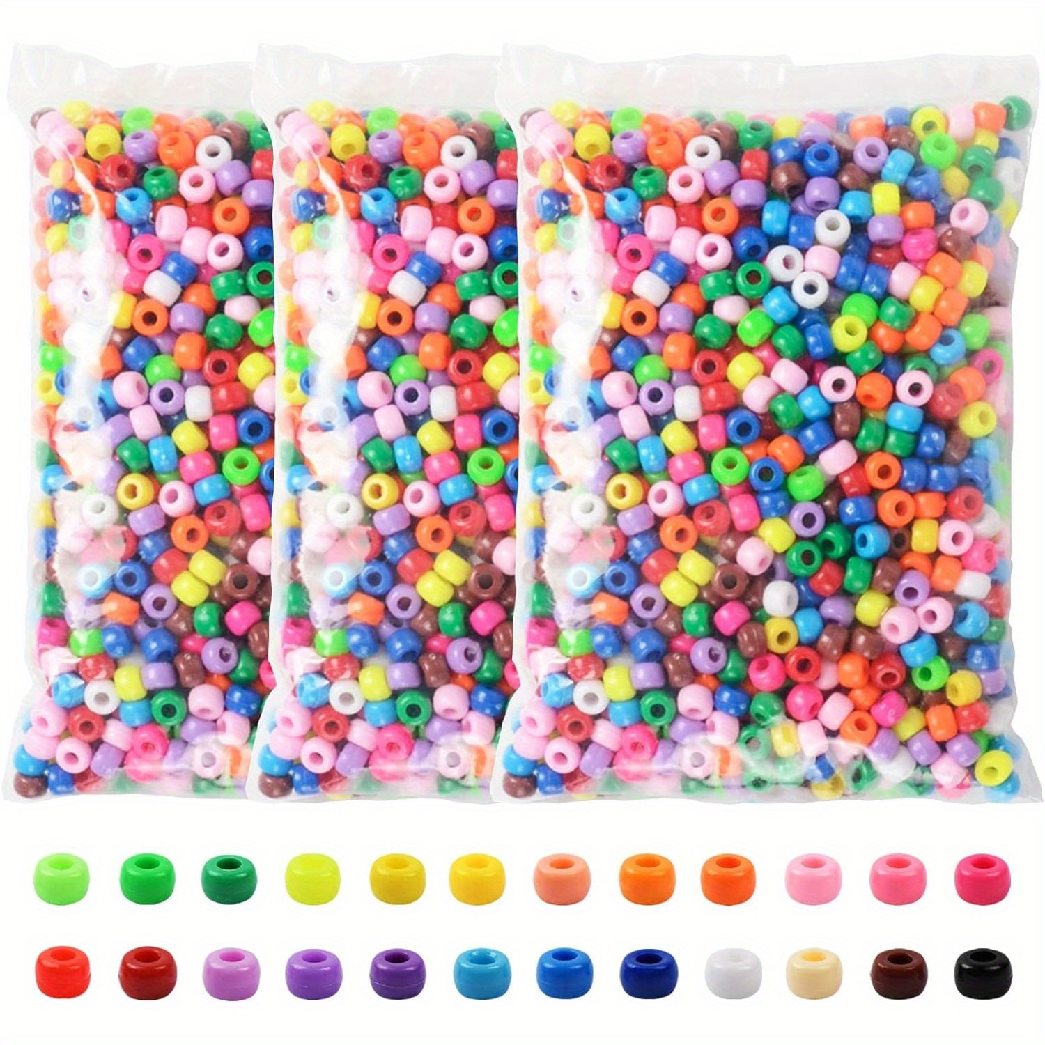 

Pony Beads 3600pcs 6x9mm Multi-colored Plastic Craft Beads Set, Bulk Rainbow Hair Beads 24 Assorted Colors For Diy Crafting Jewelry Making Kandi Bracelets