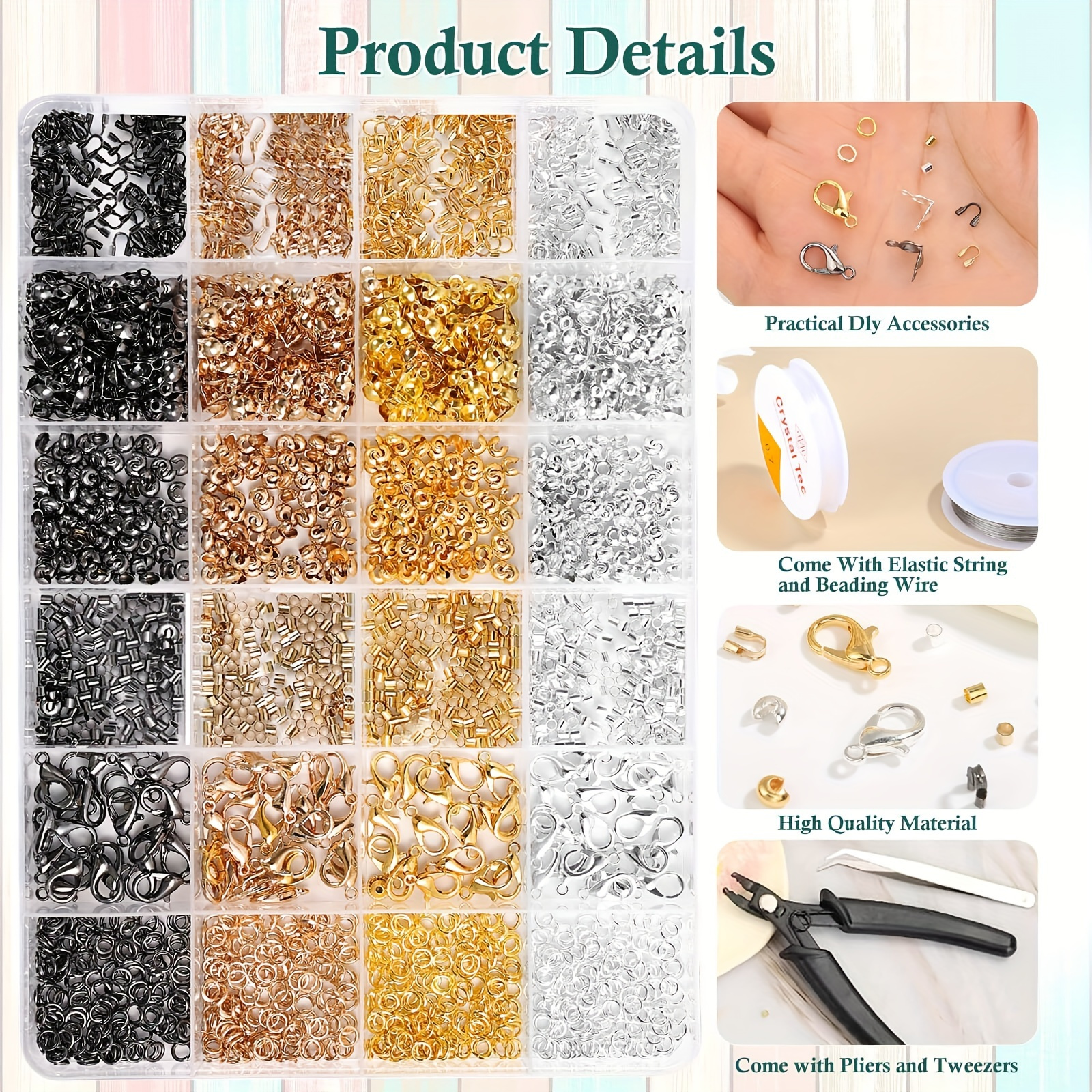 

2160-pcs Steel Jewelry Making Kit , & Tail Beading , , , , Jump Rings, , For Diy Bracelets, Necklaces