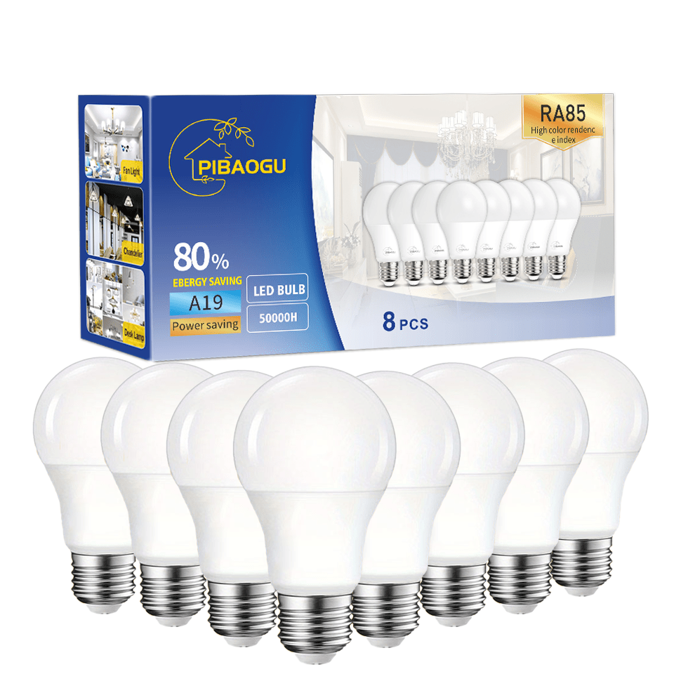 

Pibaogu 8pcs Led Light Bulbs - E26 Base, 12w, Soft/ & Daylight Options, Pbt Material For Home Use