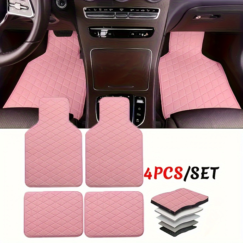 

4pcs Pu Leather Car Floor Mats Set - Waterproof, & Easy To Clean - Premium Front & Rear Seat Covers For A Stylish Seat Covers For Suv Car Floor Mats Full Set Waterproof