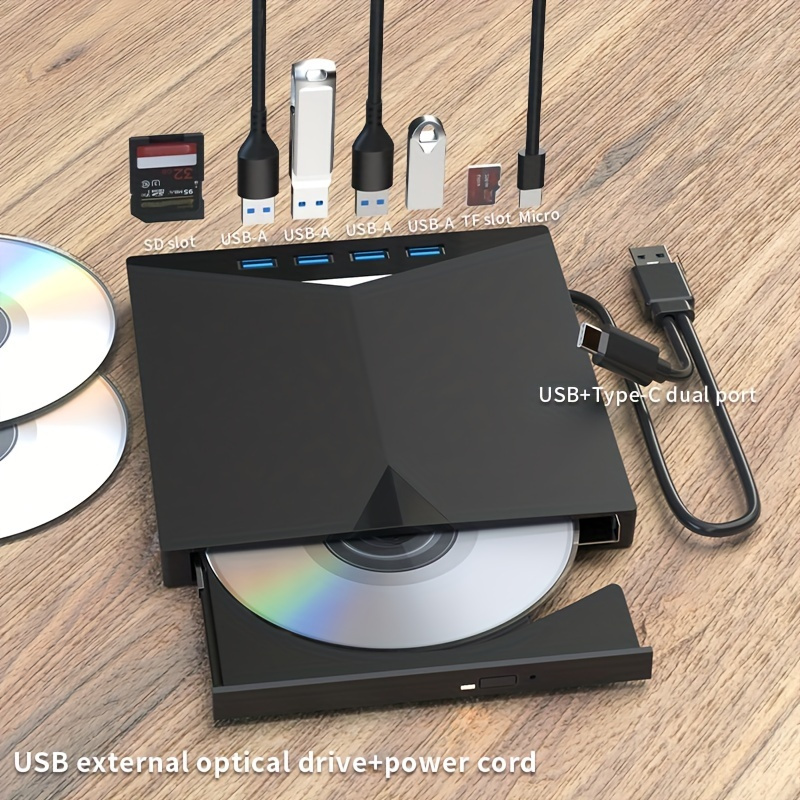 7 in 1 portable   usb 3 0 cd dvd drive burn play read write and install discs with ease compatible with laptop desktop pc   and windows operating systems