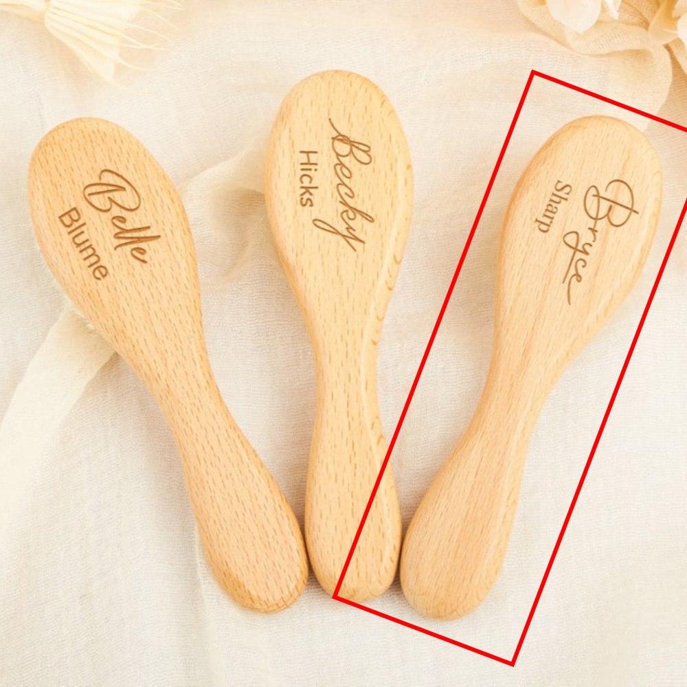 TEMU 1 ensemble de brosse à cheveux et peigne en bois personnalisé - Kit de beauté personnalisé avec nom gravé, matériau en panneau de , souvenir de