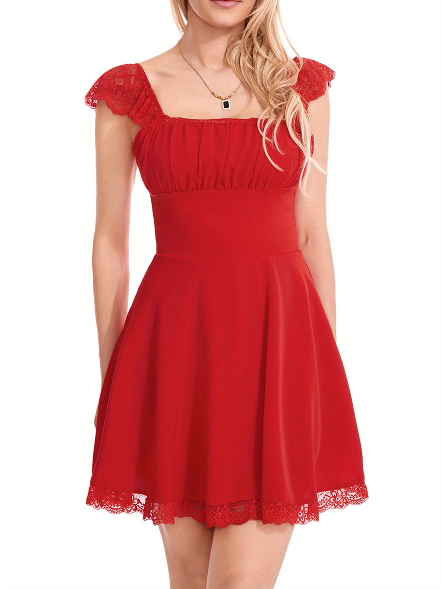 flowy mini dress formal Burgundy Satin Babydoll Dress - Party Mini main image 0