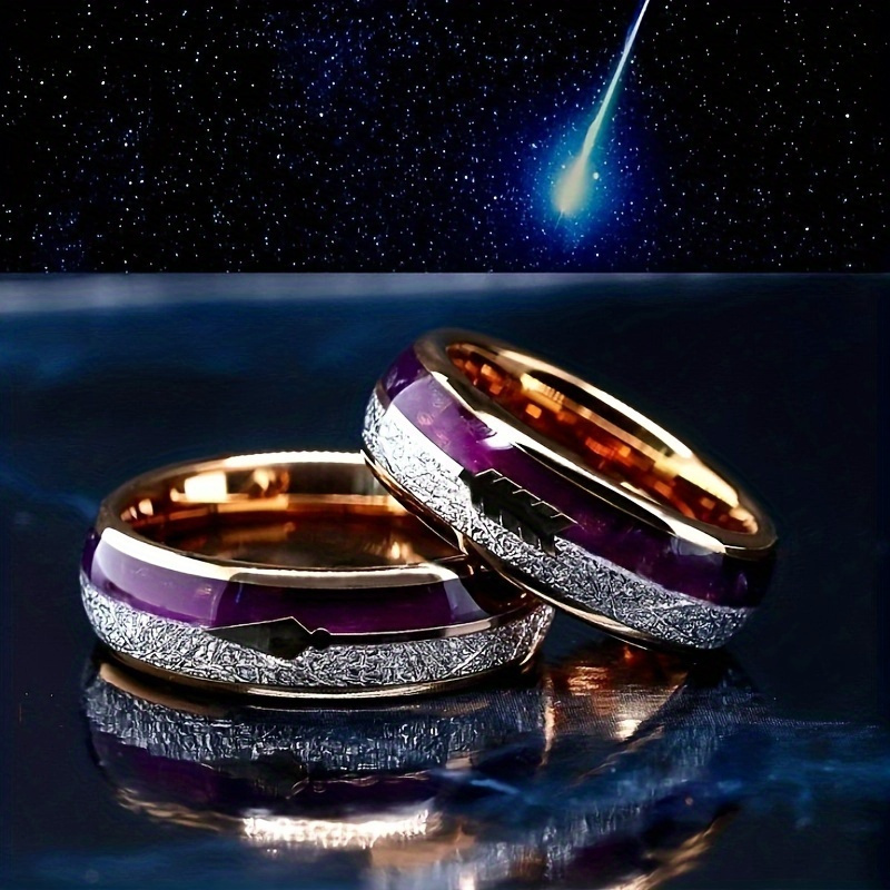 

1pc Fashionable Purple Arrow Design Men's Tungsten Steel Ring, Suitable For Men's Jewelry Accessories, A Gift For Male Friends