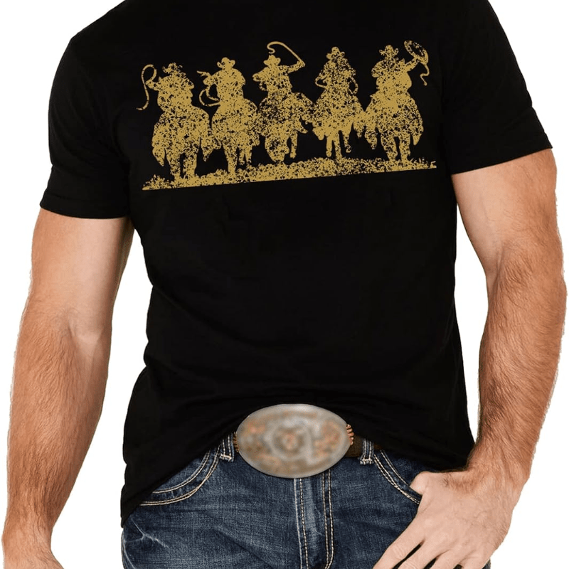 

Mens Western T-shirt Country Music Cowboy Shirts Graphic Cowboy Short Sleeve Tee Tops