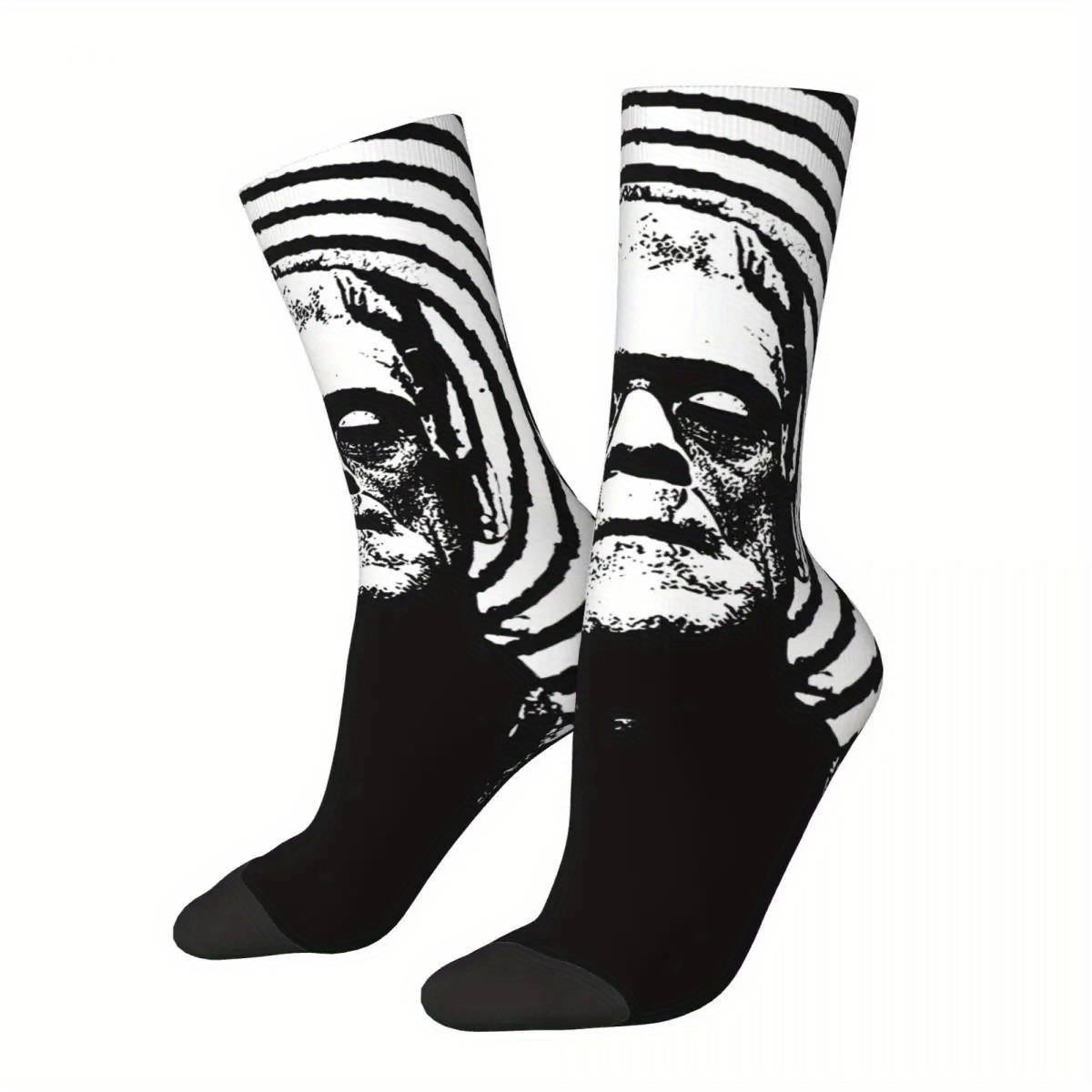 

Men's Novelty Black & White Crew Socks - Breathable Polyester , Stretchy Elastane, Hand Wash/