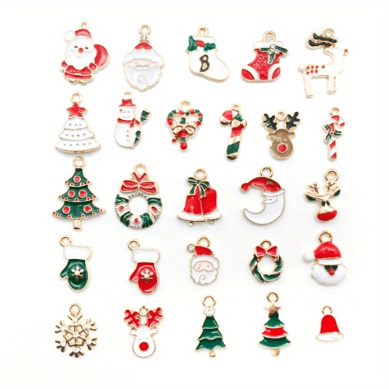 

30pcs Enamel Christmas Set - Pendants For , Necklaces, Bracelets & - For Decorations, Sewing & Bag Embellishments