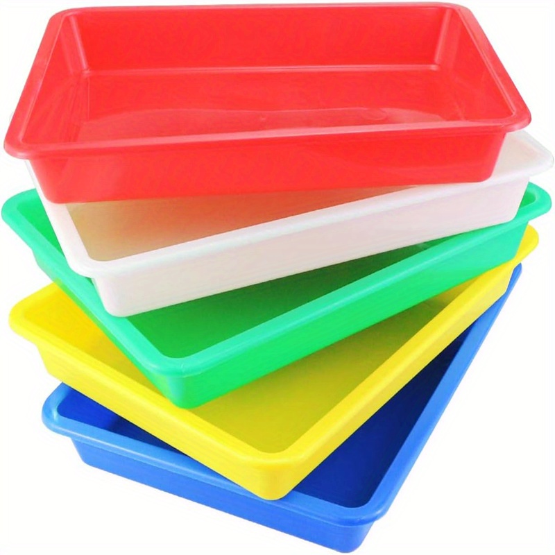 TEMU 5pcs/pack Plastic Art Trays, 5 Colors Activity Trays Sensory Tray, Sand Tray Serving Trays, Art Trays, Crafts Organizer, Diy Projects, Painting,