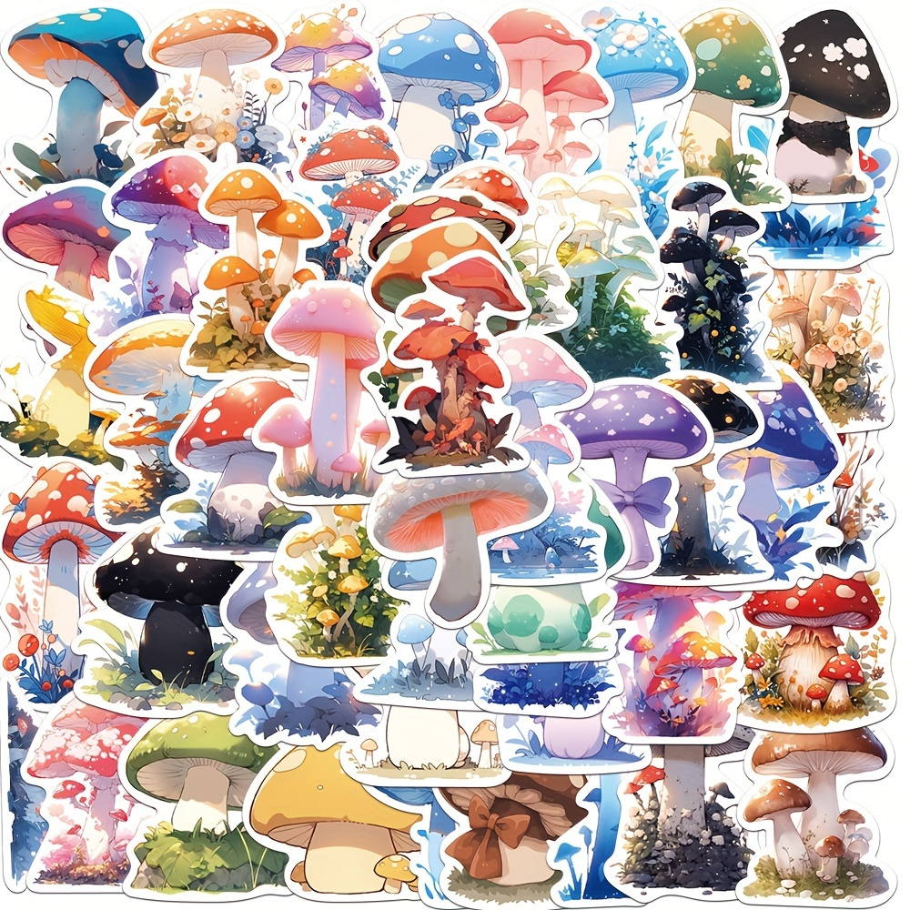 

150pcs Cartoon Mushroom Vinyl Waterproof Stickers Packs For Water Bottle Car Cup Computer Guitar Skateboard Luggage Bike Motorcycle Snowboard