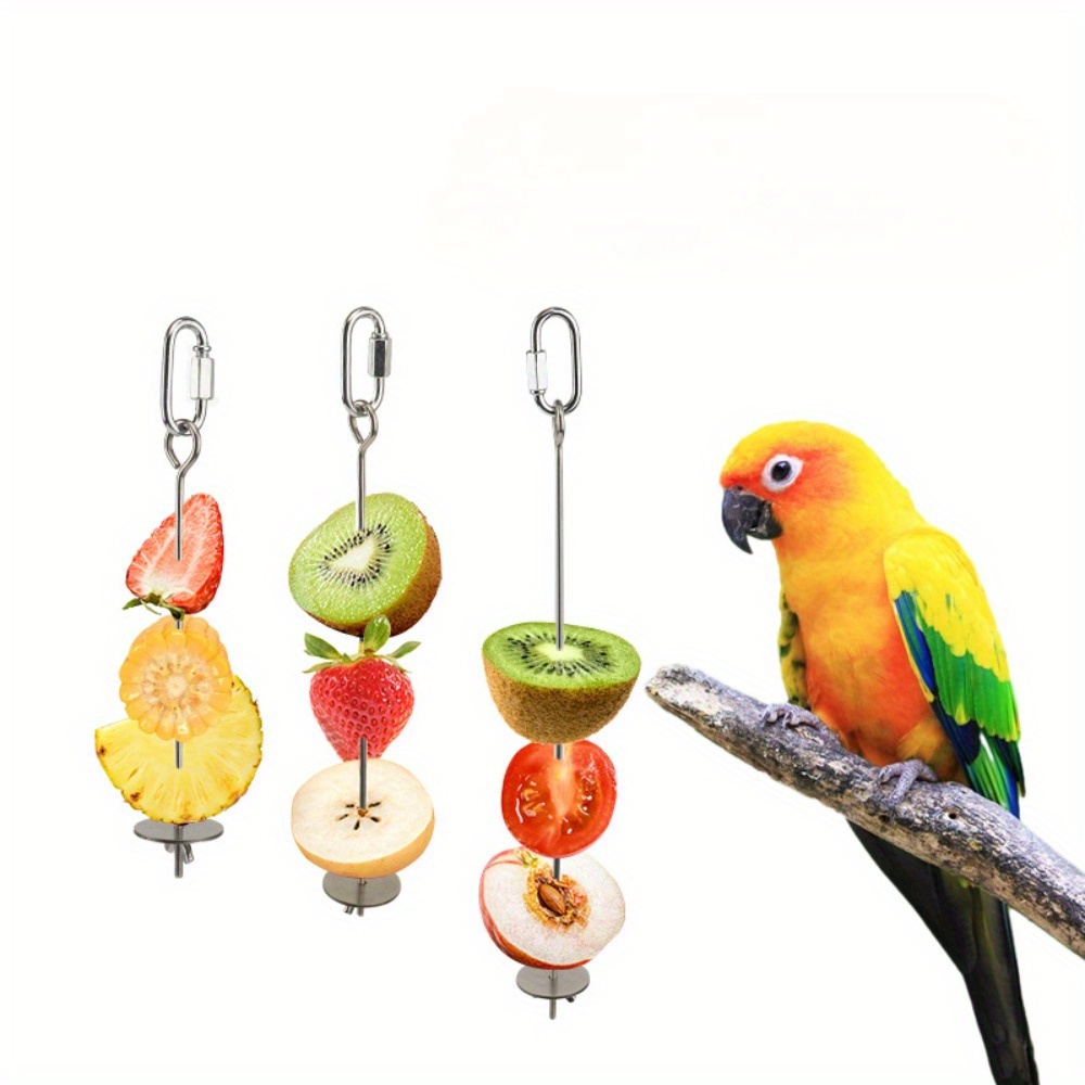 

Stainless Steel Parrot Fruit Fork For Parrots, Bird Feeding Tool, Vegetable & Corn Hook, Bird Toy