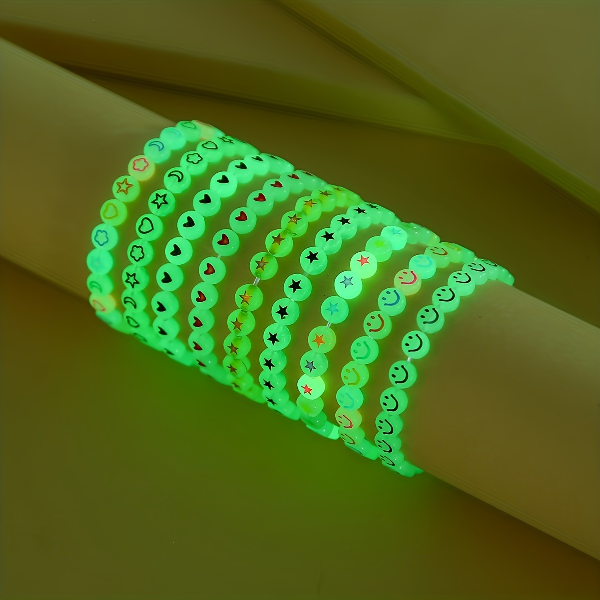 4pcs Luminous Beaded Bracelet Set Glow in the Dark