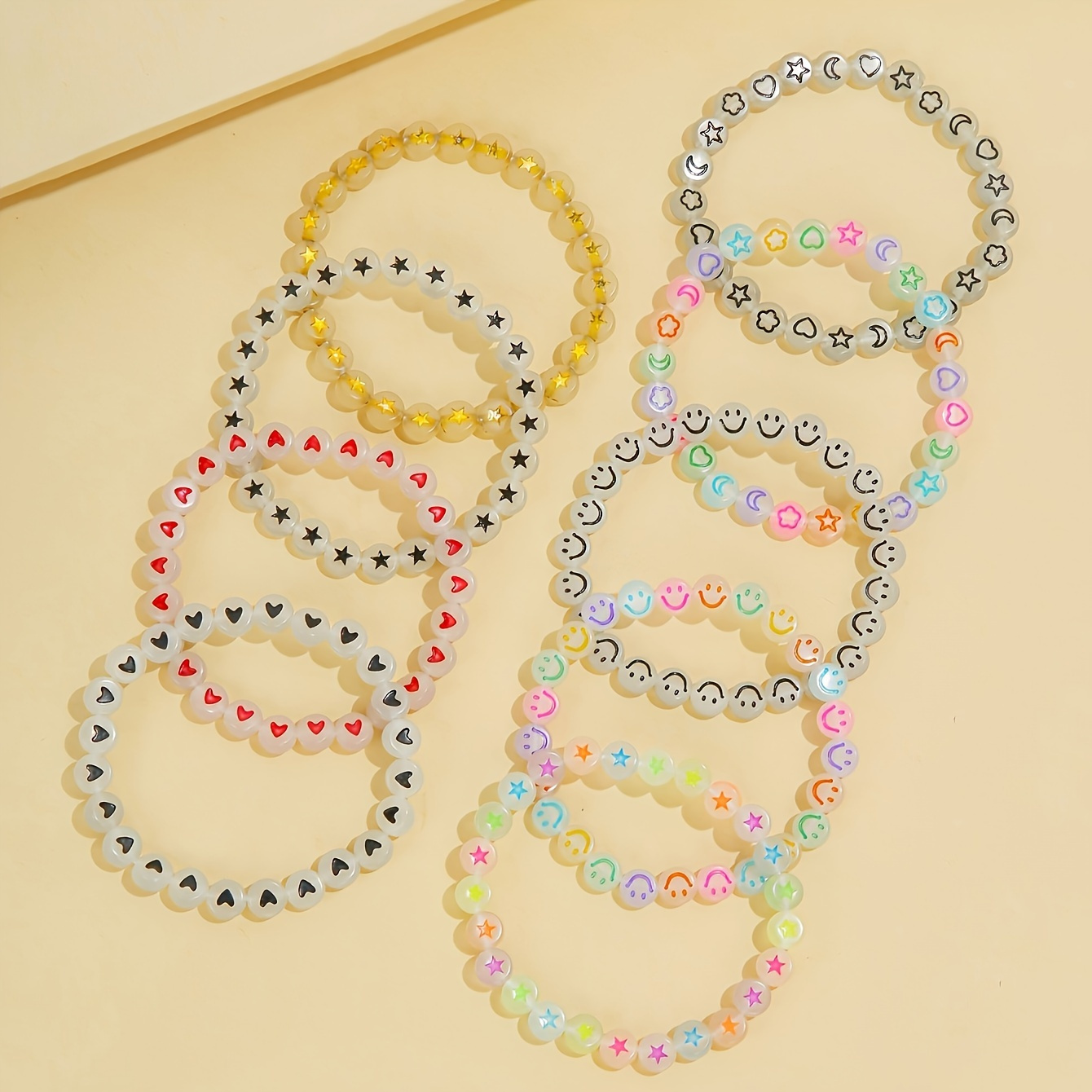 4pcs Luminous Beaded Bracelet Set Glow in the Dark