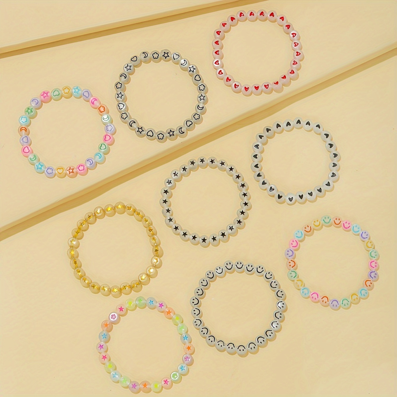 4pcs Luminous Beaded Bracelet Set Glow in the Dark