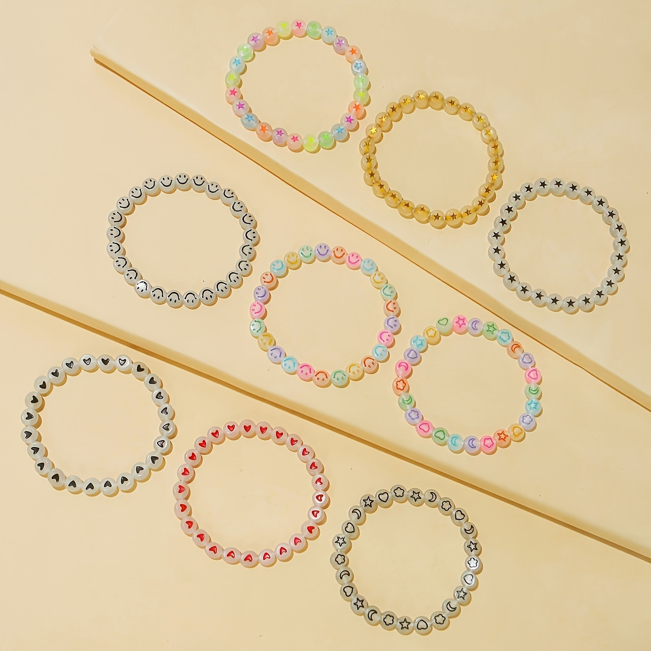 4pcs Luminous Beaded Bracelet Set Glow in the Dark