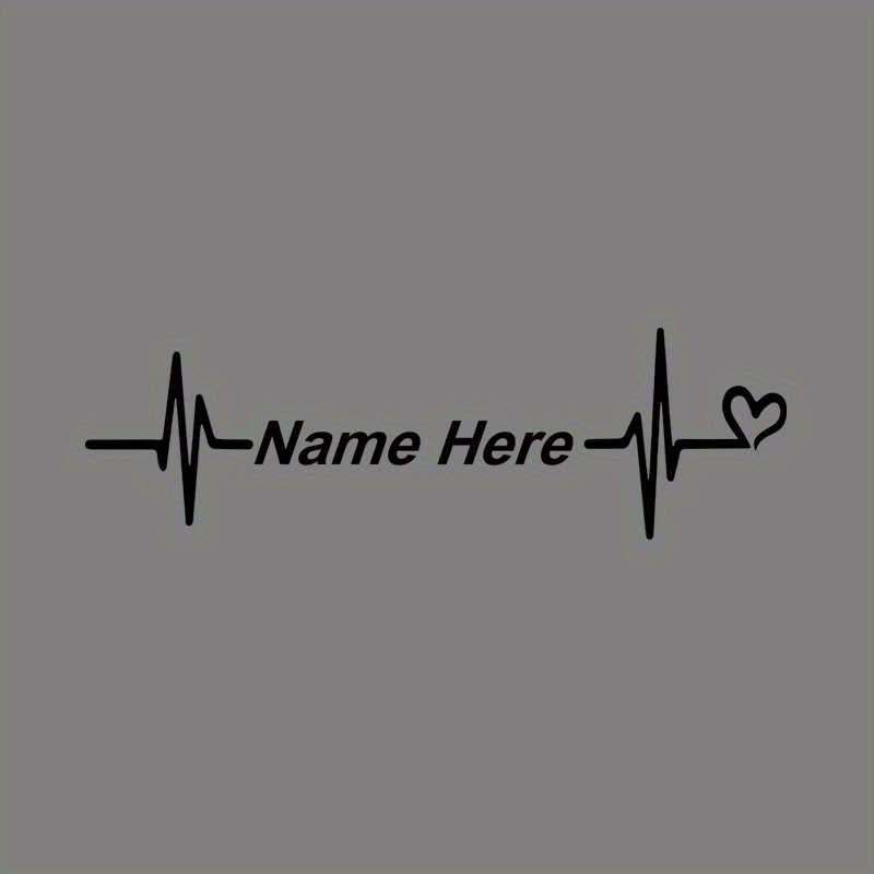 Image of Customizable Heartbeat Pvc Decal With Heart & Text - Personalized Vinyl Sticker For Cars, Trucks, Windows - Durable For Gifts And Personal Use