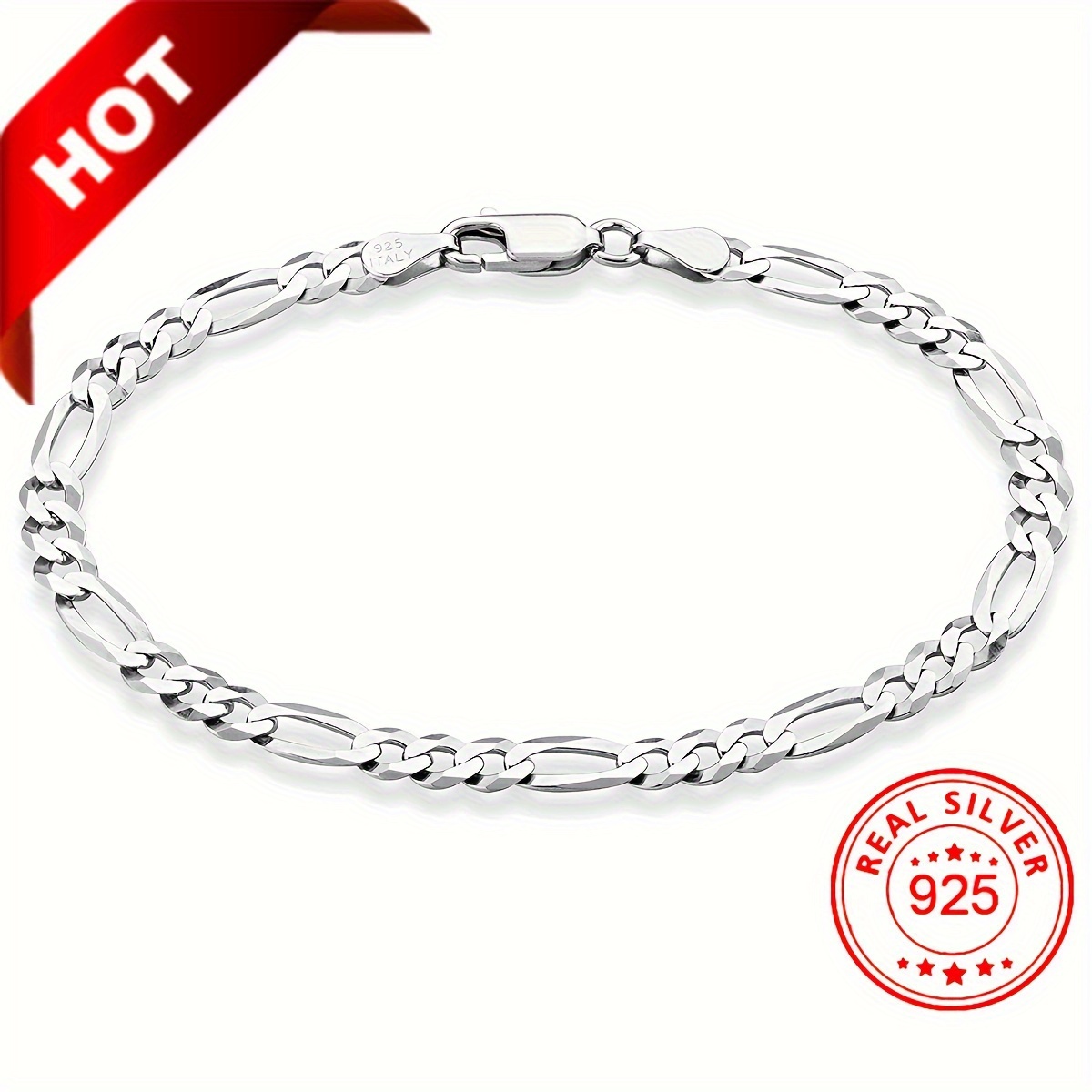 

New 925 Sterling Silver Chain Bracelet, Men's And Women's Daily Decorative Accessories