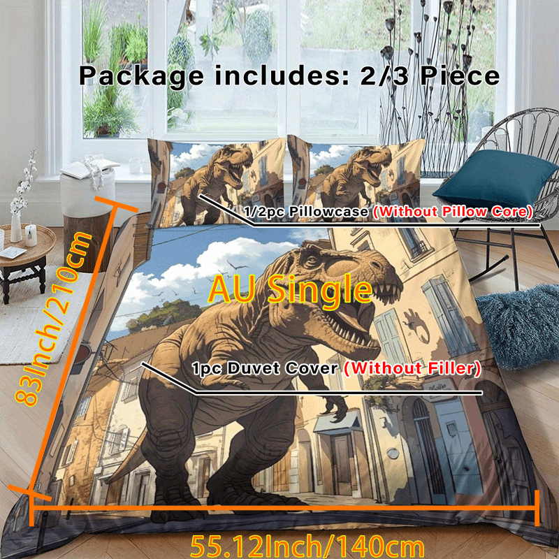 dinosaur printed polyester bedding set pieces without Temu