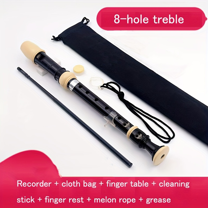 

Adjustable 8-hole Soprano Recorder Set For Beginners - Plastic Woodwind Instrument With Cleaning Kit, Thumb Rest, Carrying Pouch, Fingering Chart, Comfortable Mouthpiece - Ideal For Music Students