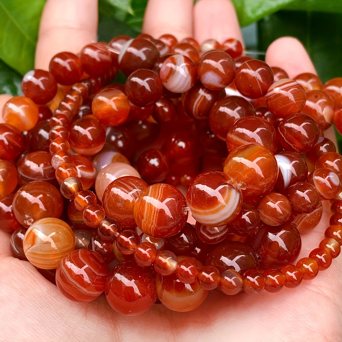 

Natural Stone Red Carnelian Striped Beads, 4-10mm, 90-35pcs, Perfect For Jewelry Making And Diy Crafts