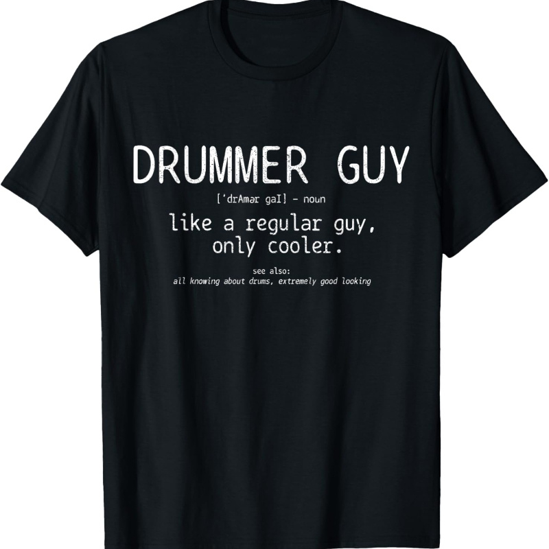 

Drummer Guy Print Men's Casual Short Sleeve T-shirt, Comfortable And Breathable Cotton Tee