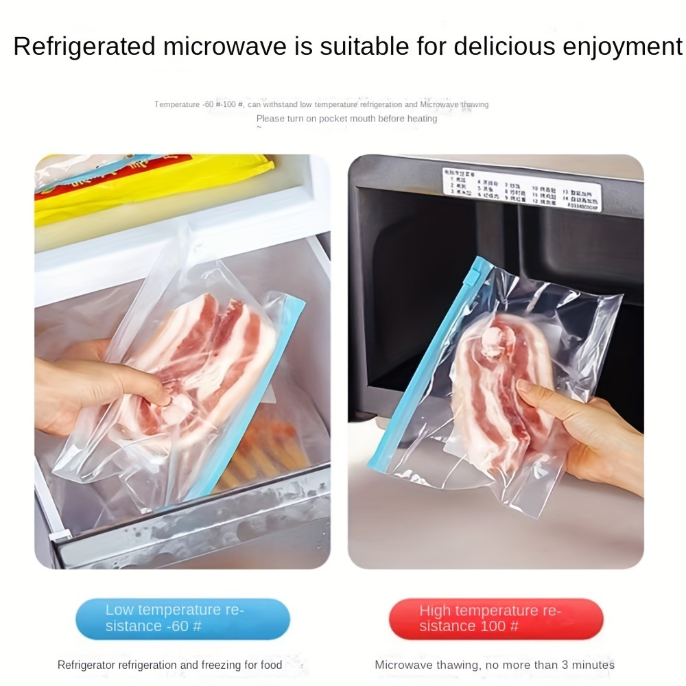 10-Pack Leakproof Reusable Vacuum Sealer Bags - PET Material Freshness Seal Food Storage Bags for Kitchen Organization