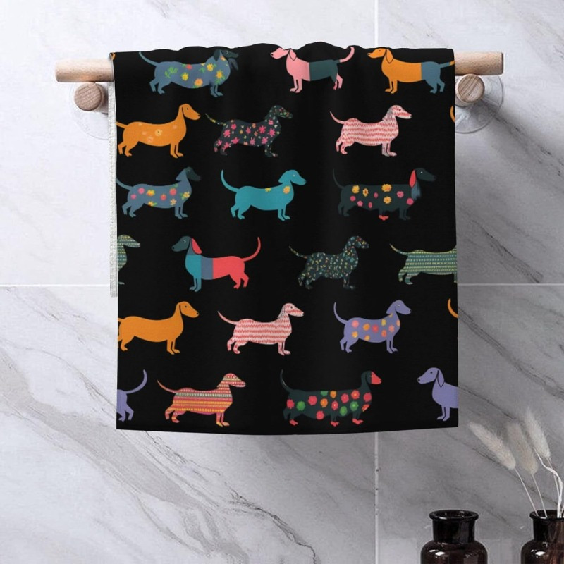 

Colorful Dachshund Kitchen Towels Set - 18x26 Inch, Polyester, Absorbent & Machine Washable, Face Washing, Family Dinners & Decorative Use