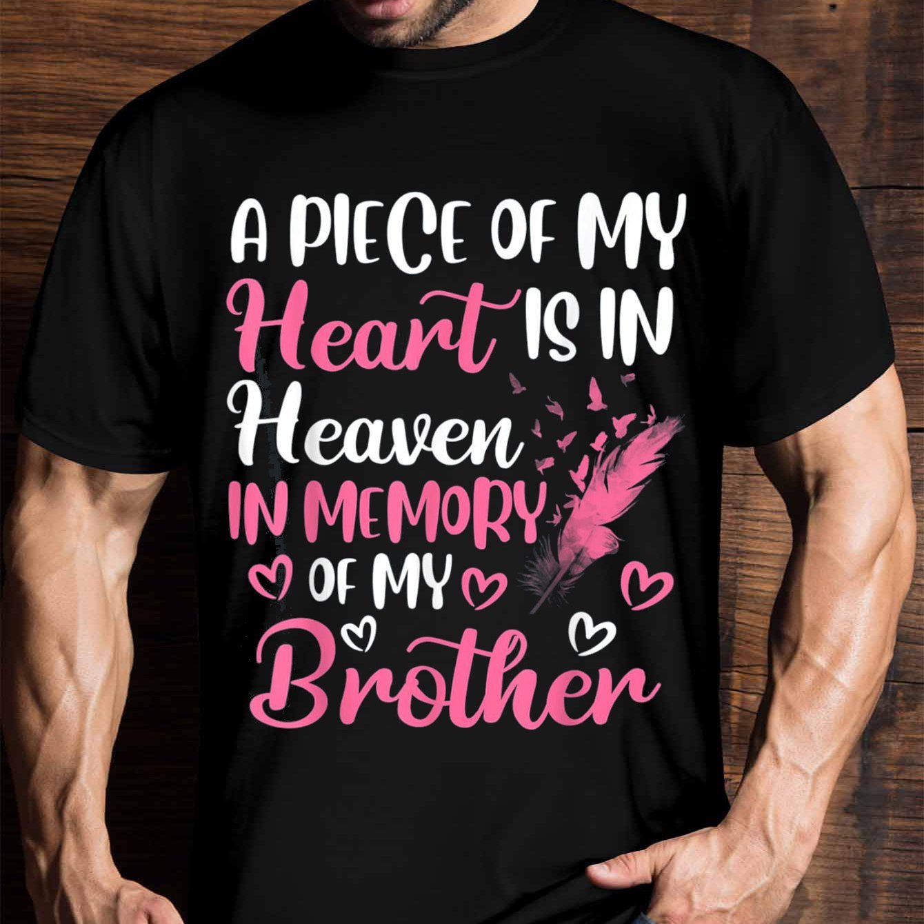 

Commemorative Brother Gift T-shirt, Men And Women, Heaven Has A Part Of My Heart, Sympathy Gifts, Family Commemorative T-shirt, Short-sleeved Novelty T-shirt, Classic Fit, Round Neck, T-shirt