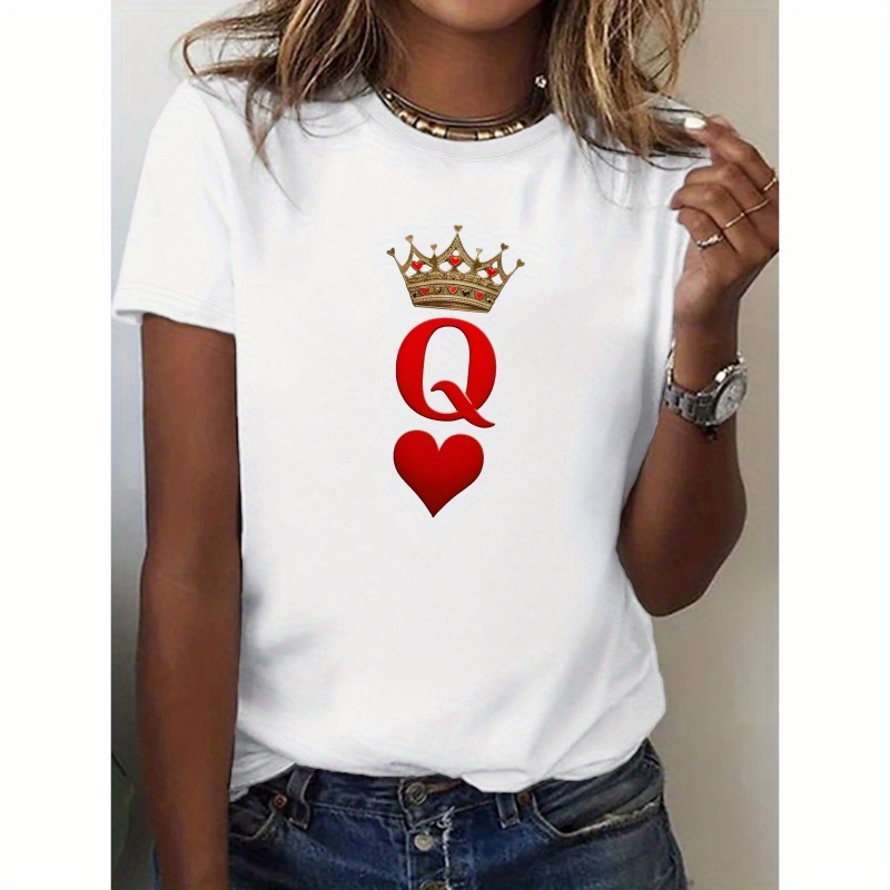 

Crown Queen Of Hearts Pure Cotton Women's T-shirt, Comfort Fit