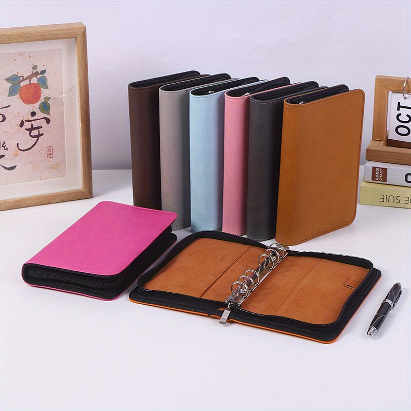 

Pu A6 Binder Notebook Budget Schedule Journal Planner Bag Zipper Bag 6 Holes Cover File Folder For School Office