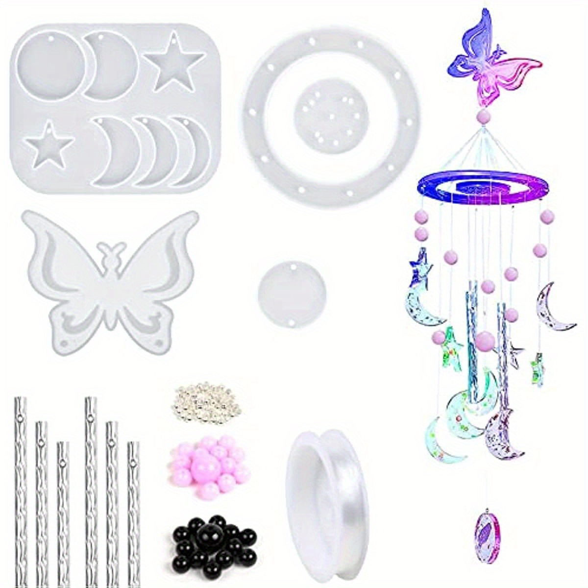 

88 Pcs Butterfly Resin Molds Silicone Kit Wind Chimes Casting Mold Wind Chimes Epoxy Resin Molds Including For Create Art Decorations Diy Wind Bell Keychain Earring Pendants Ornaments Birthdays Gifts