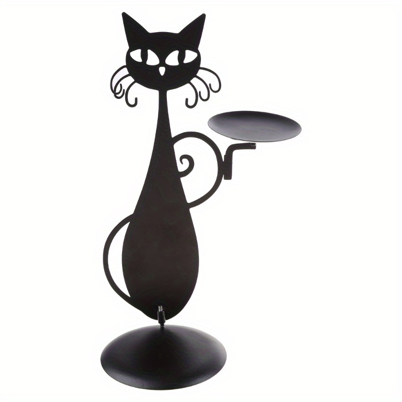 TEMU Black Cat Candle Holder Candlestick Desktop Candle Stand Decor For Farmhouse Party Centerpiece Decoration Gift