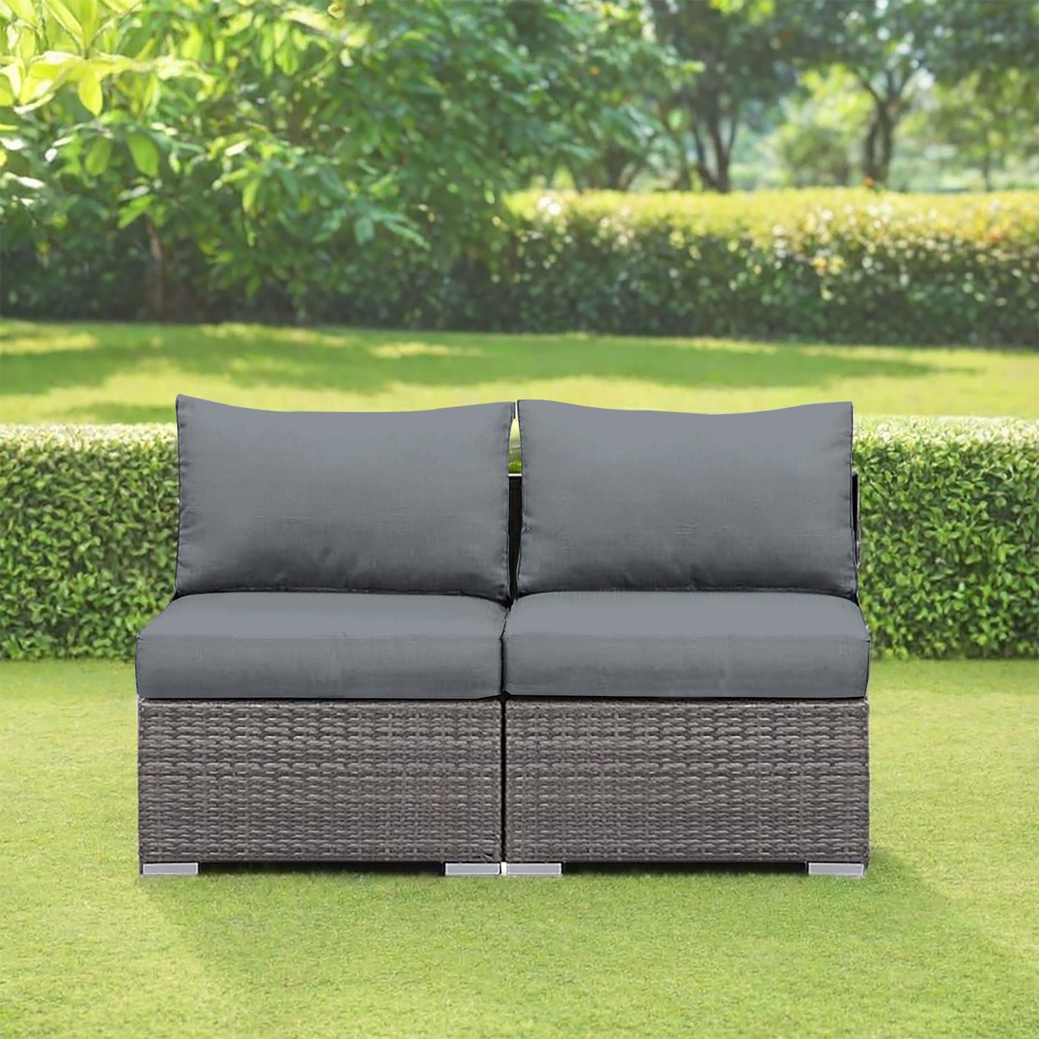 

[popular ] 1pc Stretchable Patio Sofa Cushion Cover - Contemporary Gray, Fit For 2-person Outdoor Set, Spandex/polyester , Machine Washable, Ideal For Garden &