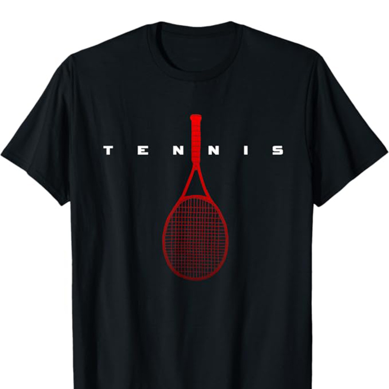 

Tennis Print Men's Cotton Casual T-shirt, Short Sleeve Crew Neck Top, Men's Clothing