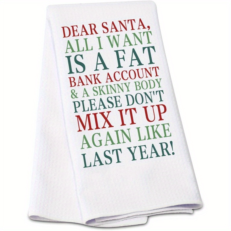 

1pc Humorous Santa-themed Dish Towel, Soft Polyester Blend, Machine Washable, Contemporary Character Design, Woven Kitchen Towel 18x26 Inches, Ideal For Christmas Decoration & Housewarming Gift