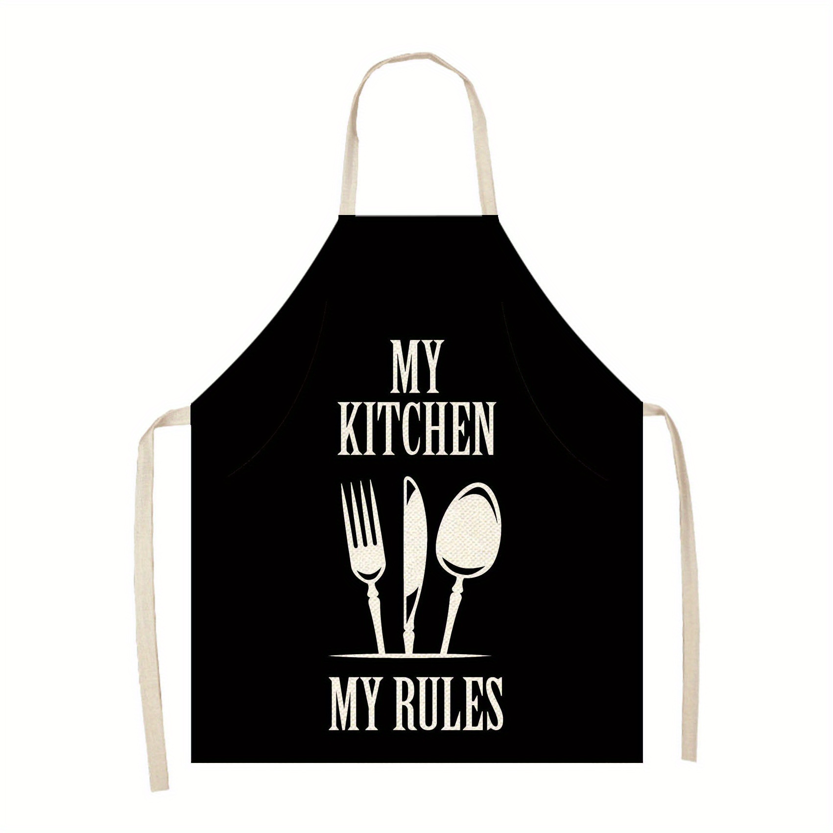 

Linen Kitchen Apron: My Kitchen My Rules - 55cm X 68cm