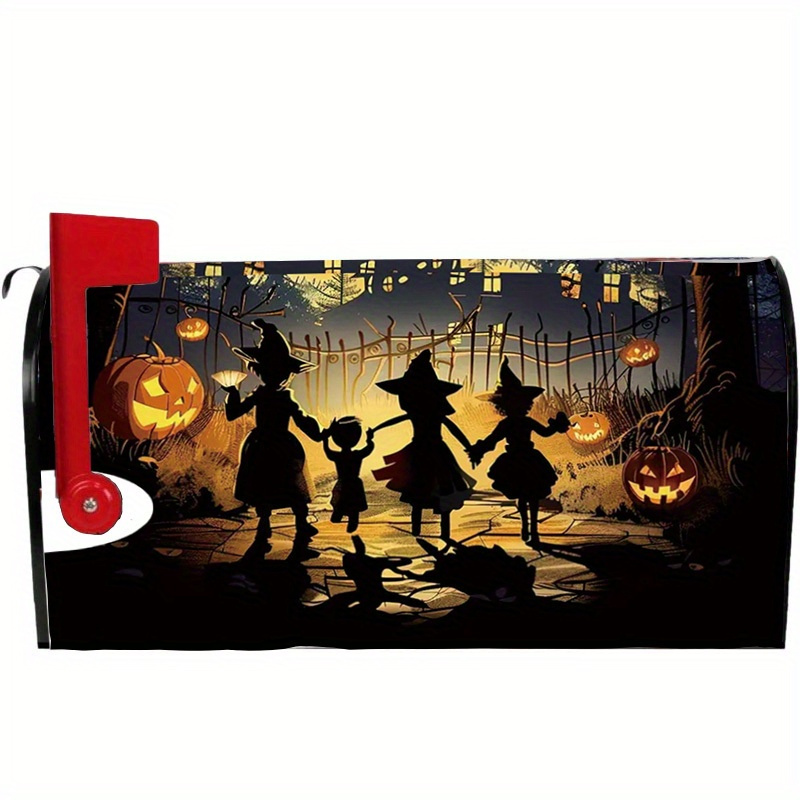 

Spooky -themed Magnetic Mailbox Cover – Durable Outdoor Mailbox Wrap With Seasonal Pumpkin & Design – 1pc Decoration Accessory For Holiday Celebrations