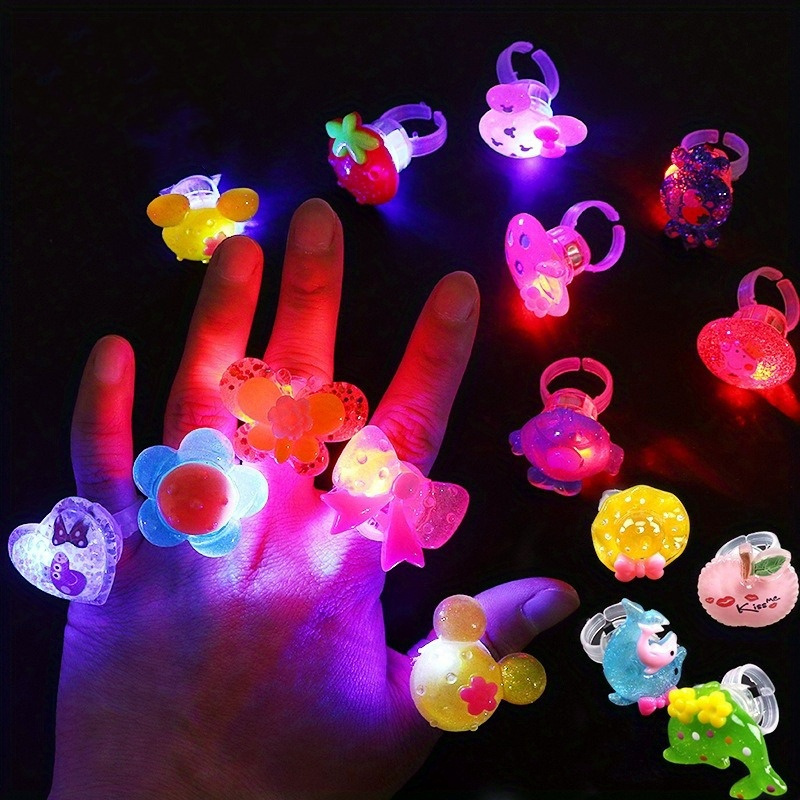 

50 Pcs Cartoon Finger Lights Led Rings - Flashing Rings Finger Toys Novelty -the-night Soft Jelly Flashing Rings For Adults And Children Bachelore